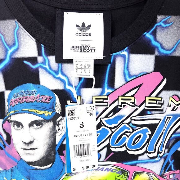 Adidas Jeremy Scott Shirt JS Rally NASCAR Style Print Tee Adult Size Small - Picture 6 of 13